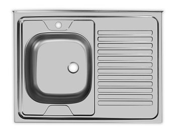 Мойка накладная ECO800.600 L, 0,4мм., 12см (1/15) без сифона