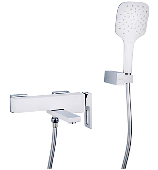 G3217-8 Gappo смесит. ванна кор.нос 35мм белый/хром